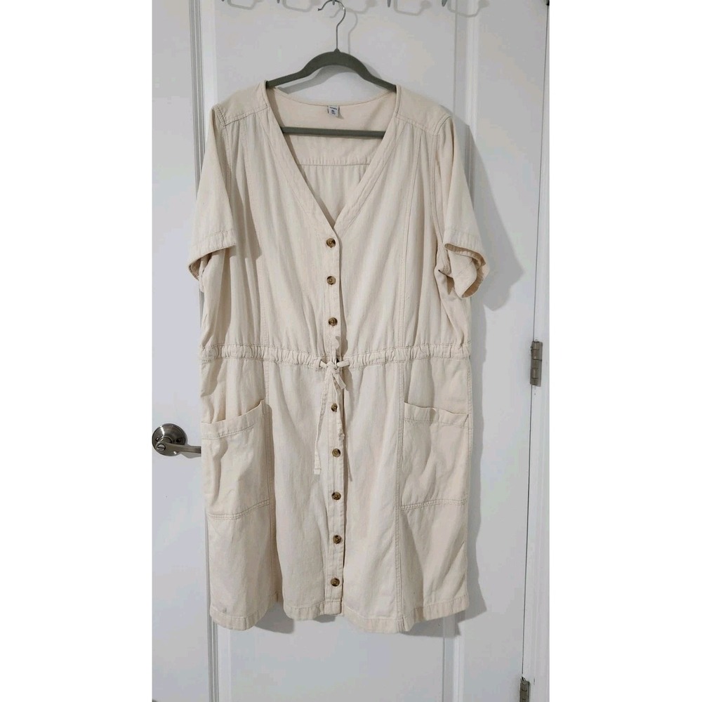 OLD NAVY Womens Waist-Defined Short-Sleeve Utility Jean Mini Dress Size XXL Tall